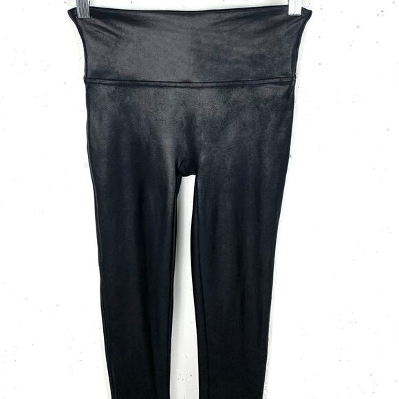 Spanx Faux Leather Tummy Shaping High Waist Compression Leggings Black Small - Picture 7 of 10